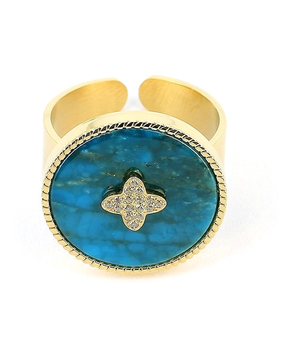 bague Zag modèle Héra en acier-doré ajustable pierres différantes couleurs