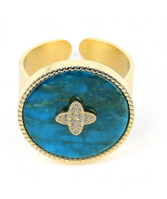 bague Zag modèle Héra en acier-doré ajustable pierres différantes couleurs