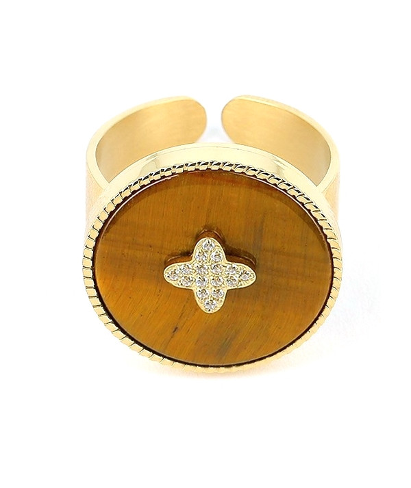 bague Zag modèle Héra en acier-doré ajustable pierres différantes couleurs