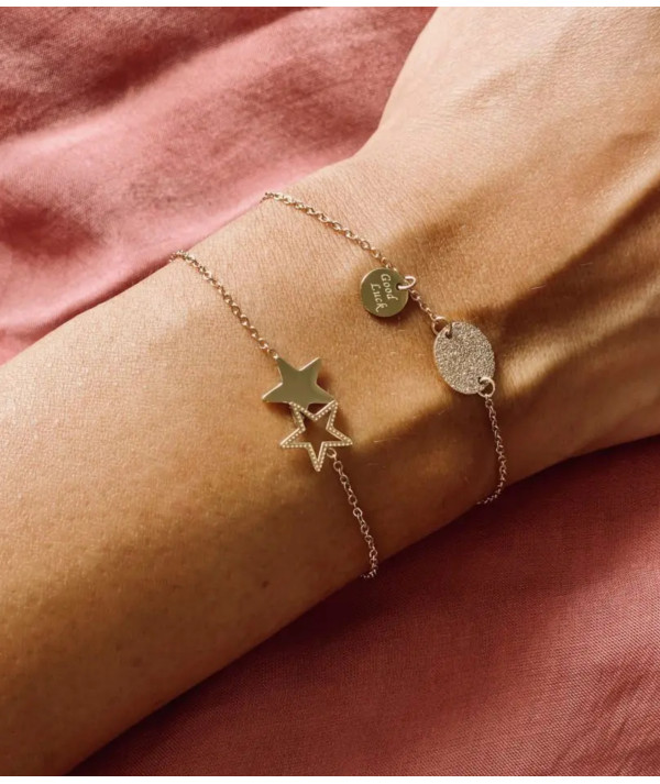 Bracelet ZAG   Acier doré avec Etoiles