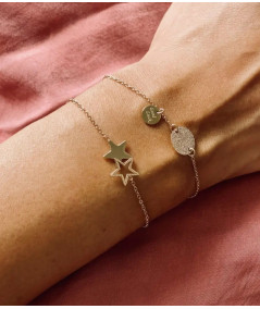 Bracelet ZAG   Acier doré avec Etoiles