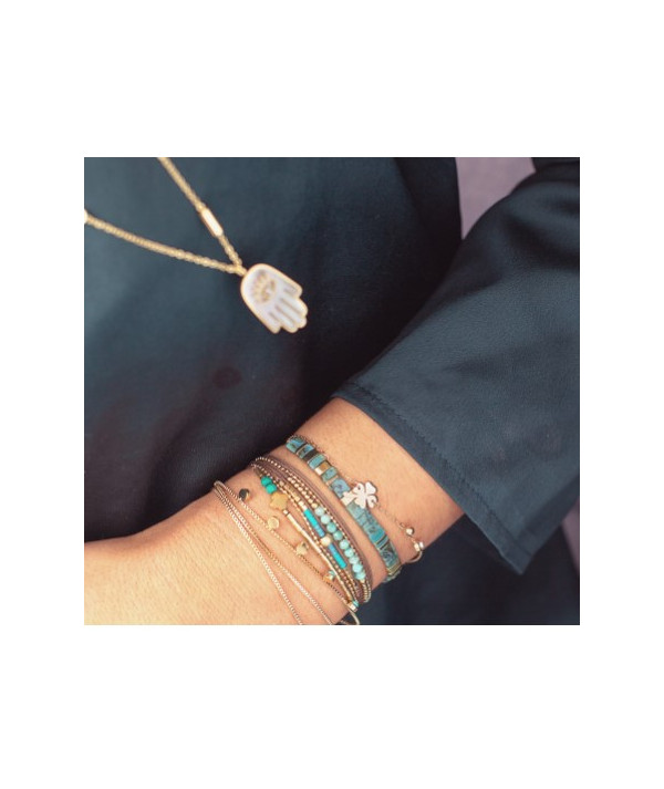bracelet ZAG acier doré motif trèfle