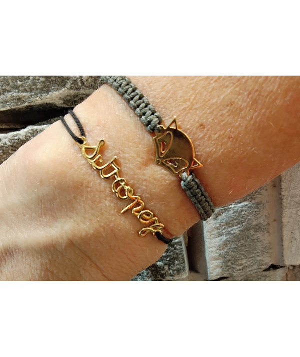 Bracelet en or jaune ou  or blanc avec motif Saint Tropez  cordon couleur