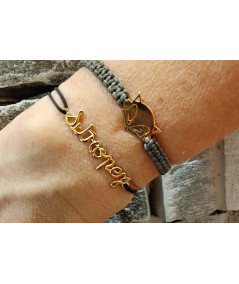 Bracelet en or jaune ou  or blanc avec motif Saint Tropez  cordon couleur