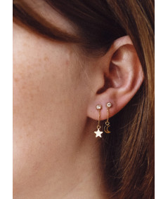 boucls d'oreilles Zag  pendentes avec chainette et étoile et une lune