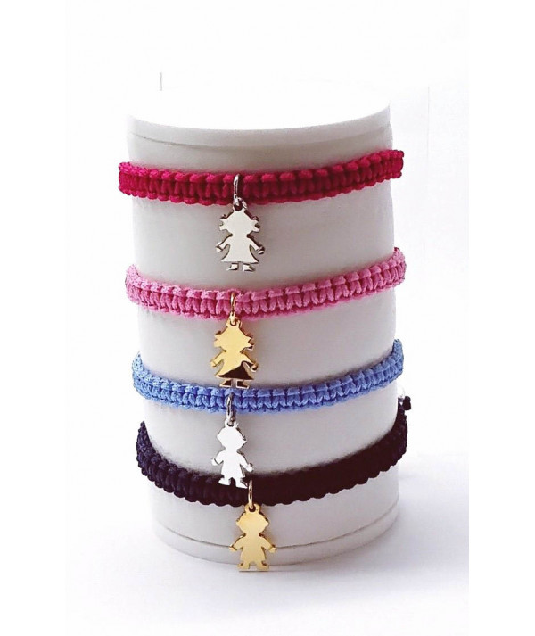 bracelet fille ou garçon or 750  sur cordon tressé joly-pottuz bijoutier Megève