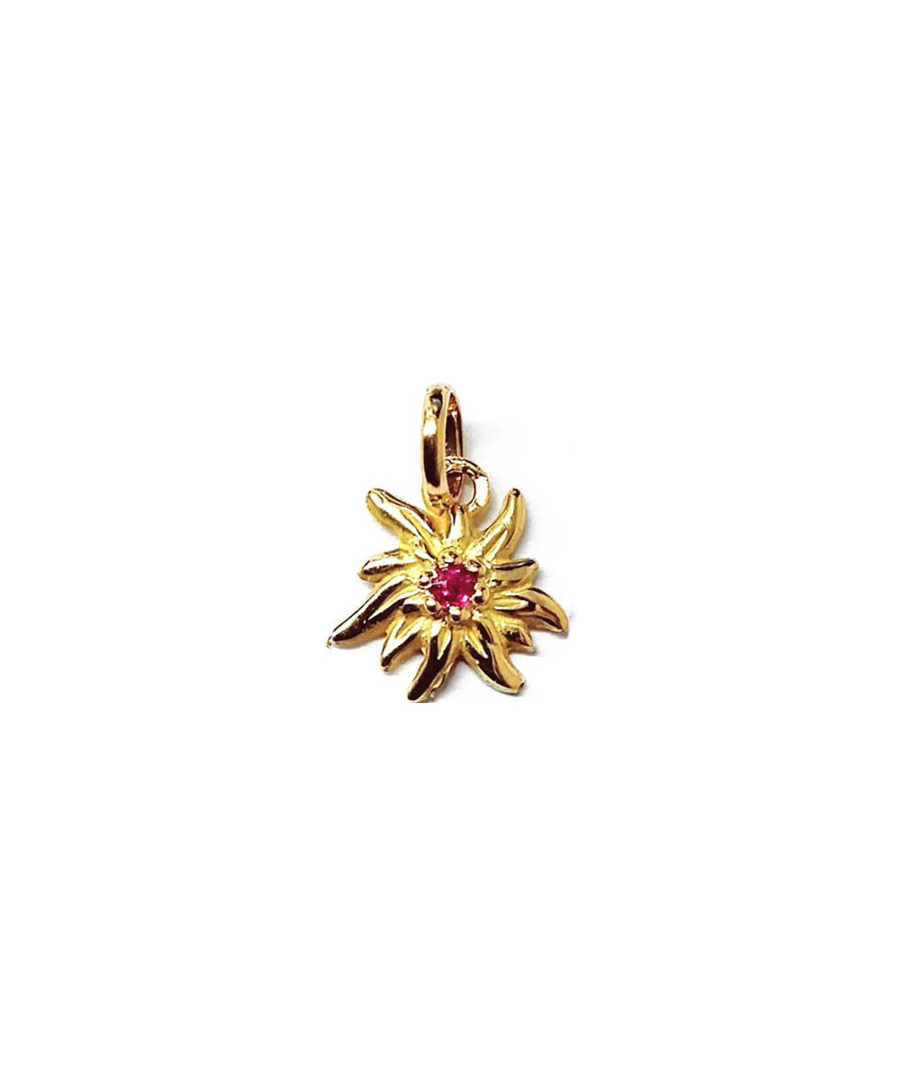 Edelweiss  en or jaune avec un Rubis