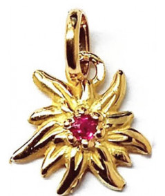 pendentif edelweiss avec pierre rubis or 750 bijoux megève