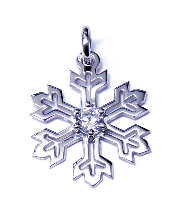 Pendentif Cristal de Neige en Argent 925 sertis d'un zirconium