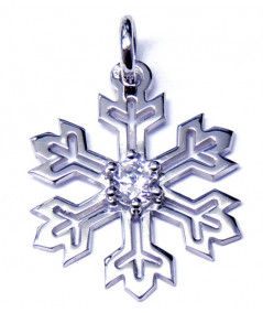 Pendentif Cristal de Neige en Argent 925 sertis d'un zirconium