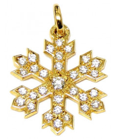 Pendentif  Cristal de Neige Or et Diamants