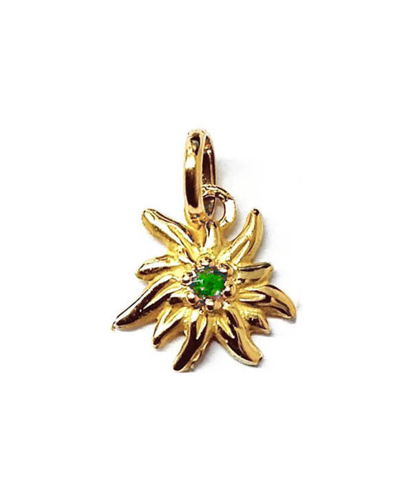 Pendentif Edelweiss avec une Tsavorite sur or jaune