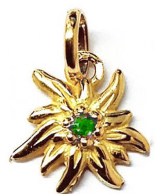 pendentif edelweiss avec pierre starvorite  sur or 750 bijoux Megève
