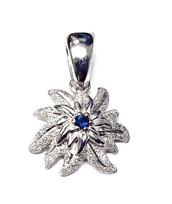 Pendentif edelweiss avec pierre saphir bijouterie joly-pottuz Megève