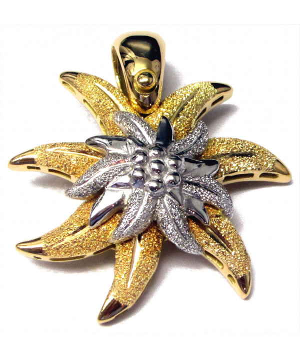 pendentif edelweiss or 750  double fleur bijouterie joly-pottuz Megève