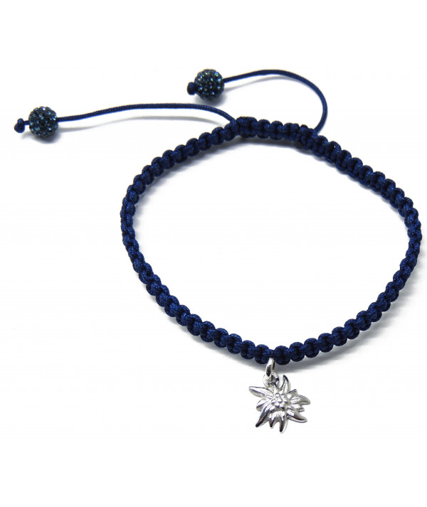 Bracelet avec un mini  Edelweiss en Or sur cordon tressé