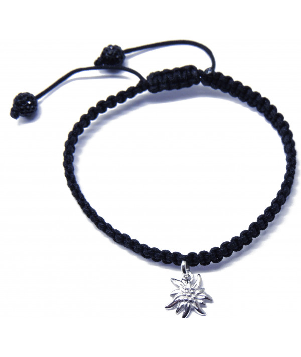 Bracelet avec un mini  Edelweiss en Or sur cordon tressé