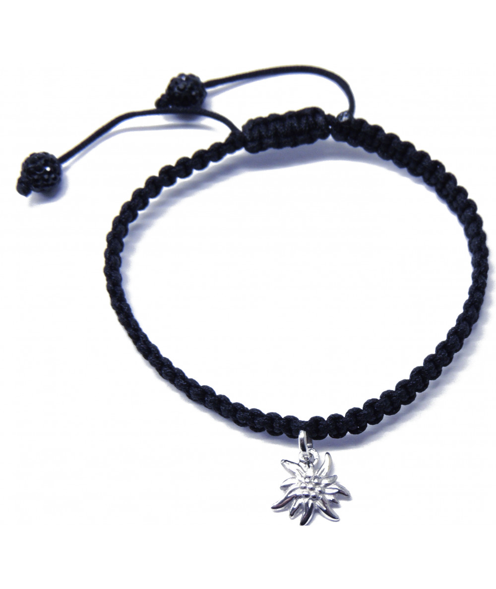 Bracelet avec un mini  Edelweiss en Or sur cordon tressé