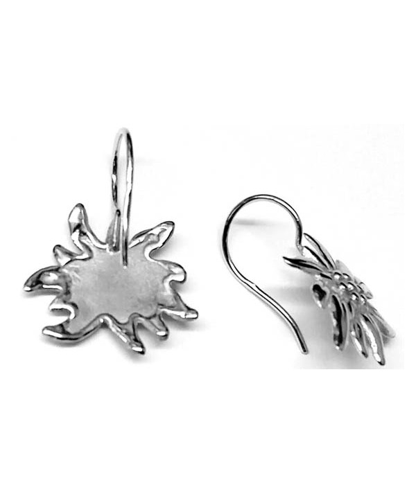 boucles d'oreilles edelweiss en argent 925/000   modèle dormeuses Joly-Pottuz//Megève//