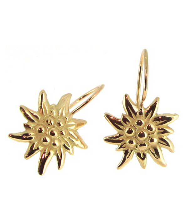 boucles d'oreilles edelweiss modèle dormeuses en or 750/000 Joly-Pottuz//Megève//