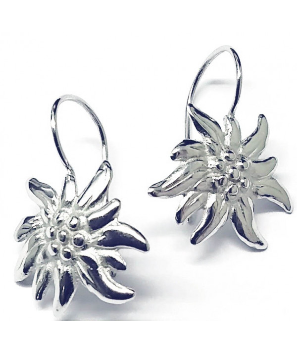 boucles d'oreilles edelweiss en argent 925/000   modèle dormeuses Joly-Pottuz//Megève//