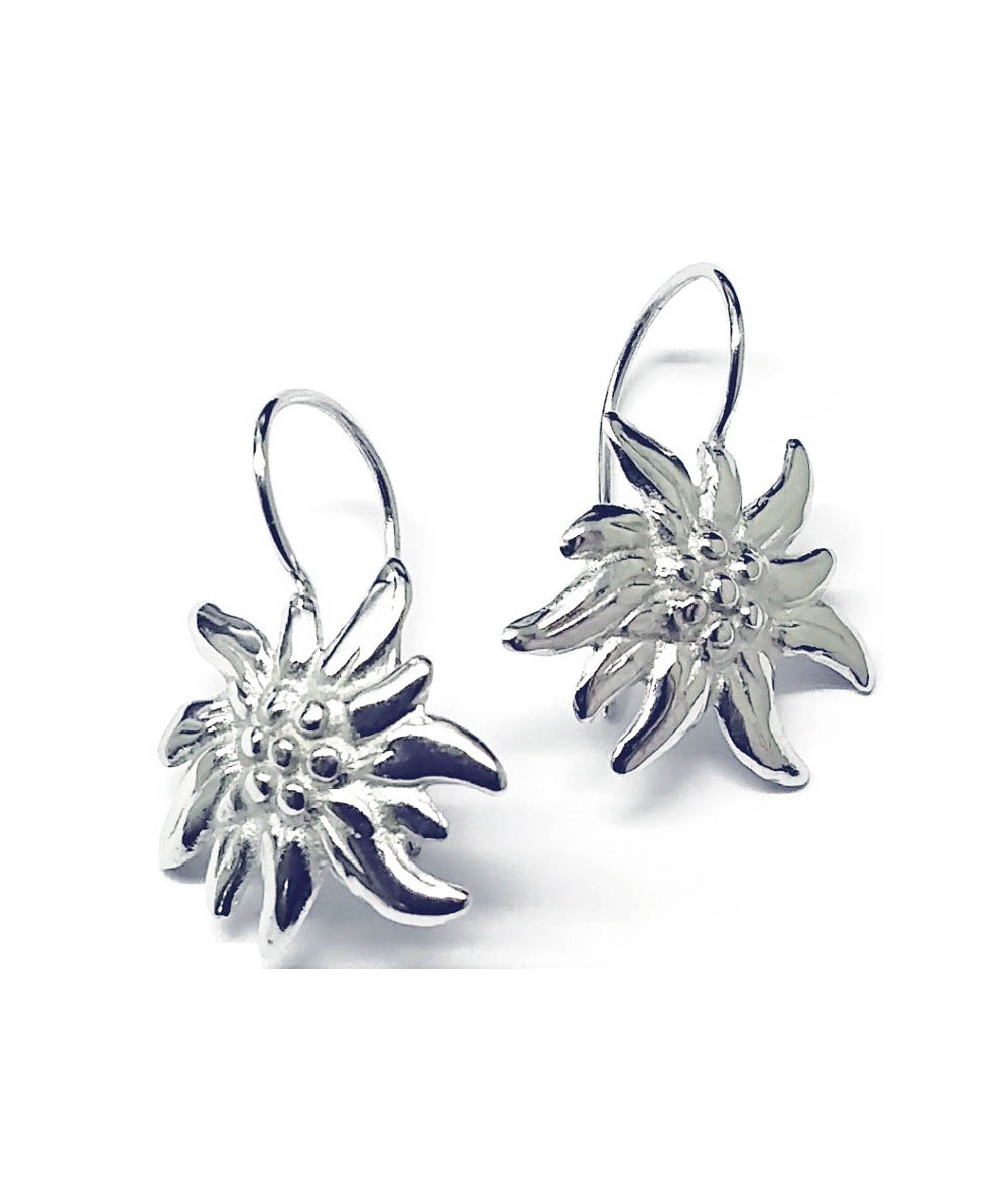 boucles d'oreilles edelweiss en argent 925/000   modèle dormeuses Joly-Pottuz//Megève//