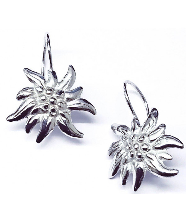 Boucles d'oreilles edelweiss pendantes crochet bijoux Megève joly-pottuz