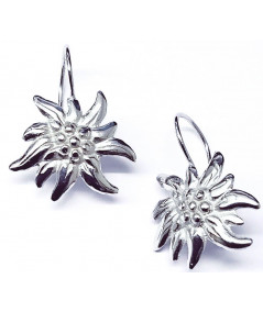 boucles d'oreilles edelweiss en argent 925/000   modèle dormeuses Joly-Pottuz//Megève//