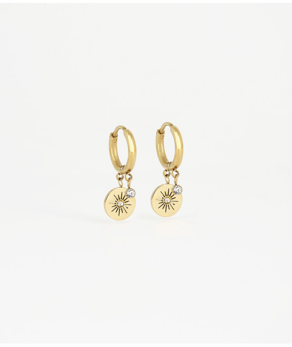 boucles d'oreilles zag mini créoles avec pampille zirconium