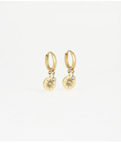 boucles d'oreilles zag mini créoles avec pampille zirconium