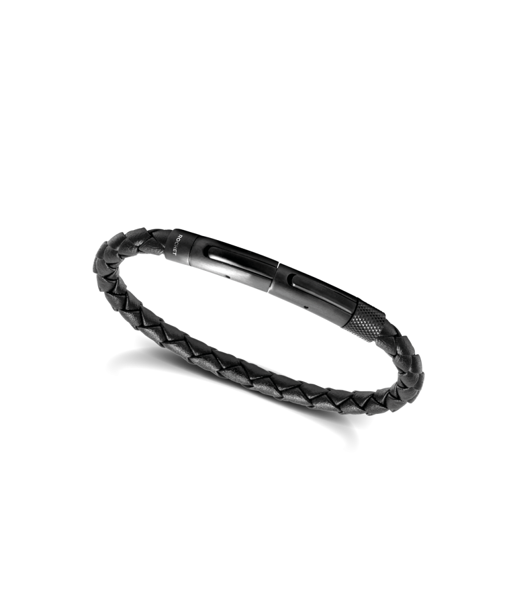 bracelet homme fermoir en acier tressé en cuir