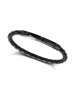 bracelet homme fermoir en acier tressé en cuir