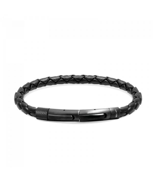 bracelet homme fermoir en acier tressé en cuir
