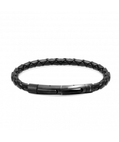 bracelet homme fermoir en acier tressé en cuir
