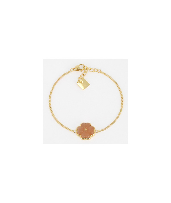 bracelet zag avec pierre naturel en 
 forme de trèfle