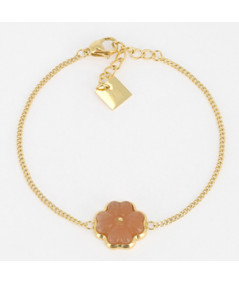 bracelet zag avec pierre naturel en 
 forme de trèfle