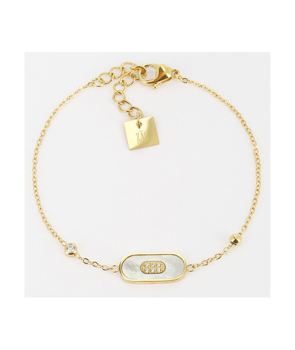 bracelet zag motif nacre en acier doré modéle victoire