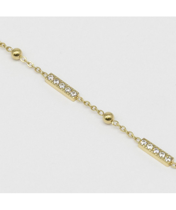 bracelet ZAG acier doré modèle Alen avec motif zirconium