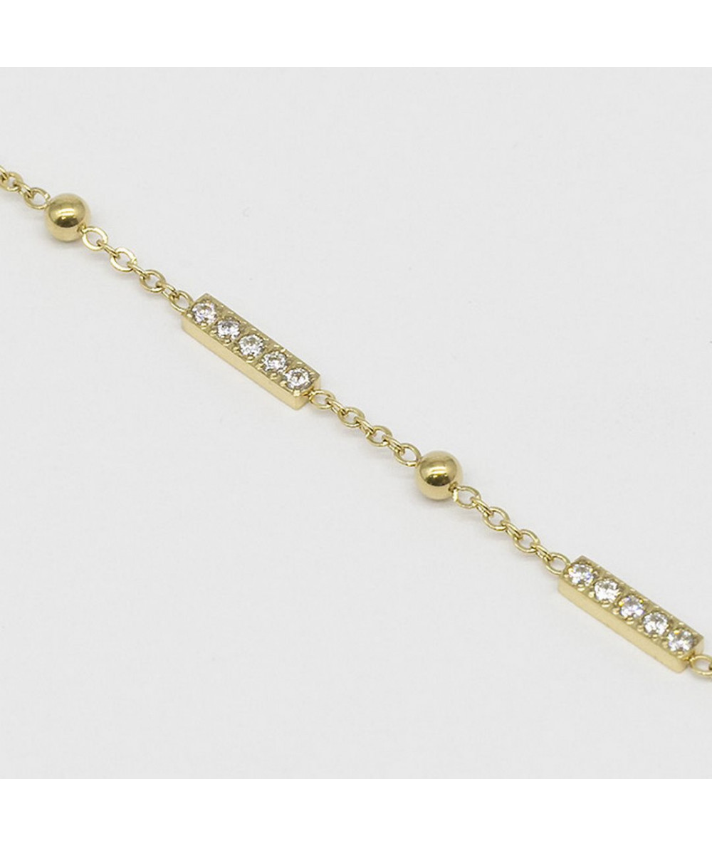 bracelet ZAG acier doré modèle Alen avec motif zirconium