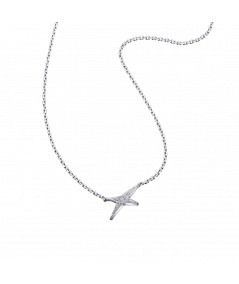 Collier Valentin, or blanc, étoile pavage diamants.
Chaîne maille forçat, longueur de 40 cm.