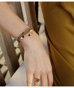 bracelet Zag Pastilles en acier doré
