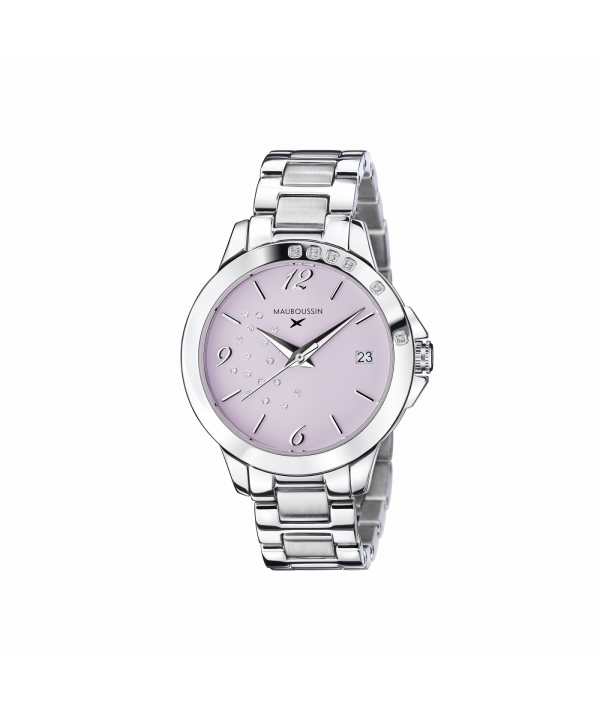 montre Mauboussin So Urgent violette acier et diamants