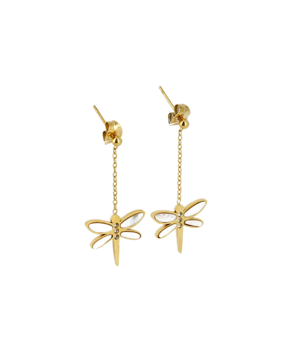 boucles d'oreilles libéllule en acier doré pendente marque ZAG